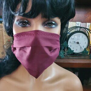 Cloth Face Mask - Silver/Copper Filters-Burgundy